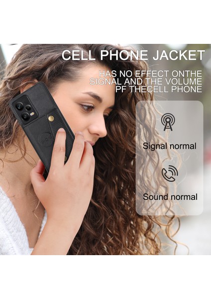 Xiaomi Için Poco X5 5g/redmi Note 12 5g (Global)/(Hindistan)/(Çin) Kickstand Telefon Kılıfı Tutucu Pu Deri Kaplamalı Tpu Cover-Black (Yurt Dışından)