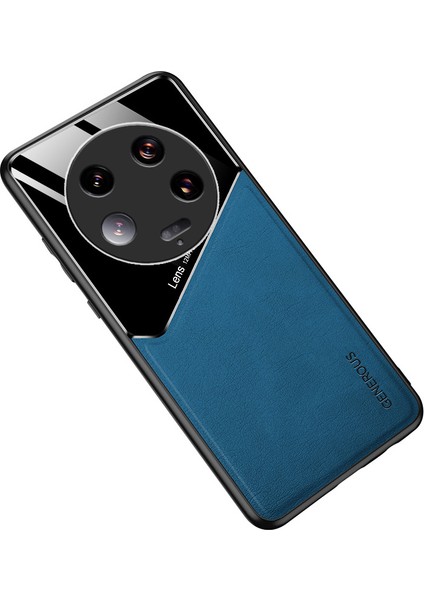Xiaomi 13 Ultra Koruyucu Kapak Pu Deri Kaplamalı Tpu+Pc Telefon Kılıfı Metal Metal Sac Mavisi (Yurt Dışından)
