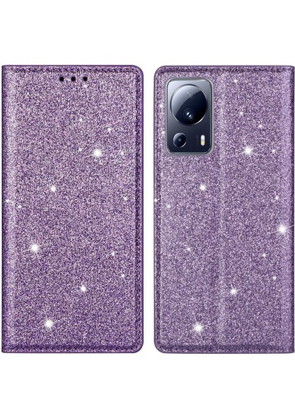 Xiaomi Için 13 Lite/civi 2 5g Pu Deri Glitter Telefon Kılıfı Stand Cep Telefonu Kart Tutucu-Doğru (Yurt Dışından)