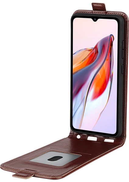 Xiaomi Redmi 12C 4g Için Dikey Flip Deri Telefon Kapağı, Crazy Horse Doku Akıllı Telefon Kılıfı Kart Yuvası-Brown (Yurt Dışından) fiyatları