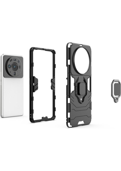 Xiaomi 12S Ultra 5g Yüzük Kickstand Telefon Kasası Esnek Tpu Sert Pc Anti-Kayma Koruyucu Koruyucu Kapak-Kırmızısı (Yurt Dışından) fiyatları