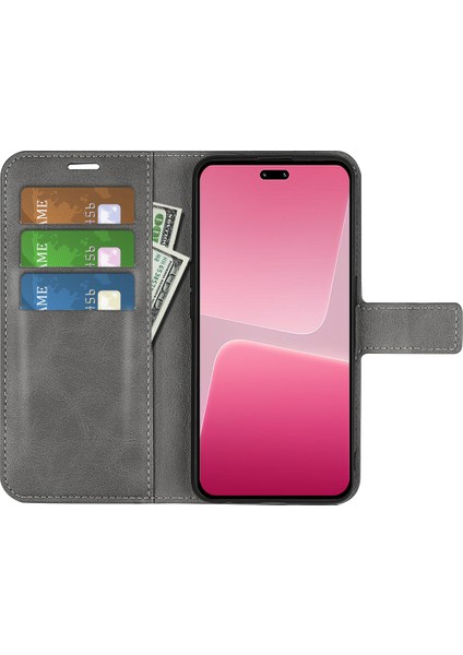 Xiaomi 13 Lite/civi 2 5g Kare Toka Deri Telefon Kasası Buzağı Doku Cüzdanı Stand Anti-Damla Kapak-Gri (Yurt Dışından) fiyatları