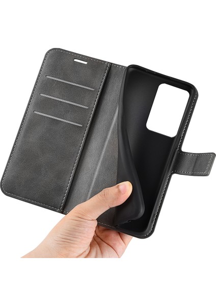 Xiaomi 13 Lite/civi 2 5g Kare Toka Deri Telefon Kasası Buzağı Doku Cüzdanı Stand Anti-Damla Kapak-Gri (Yurt Dışından) fırsatları
