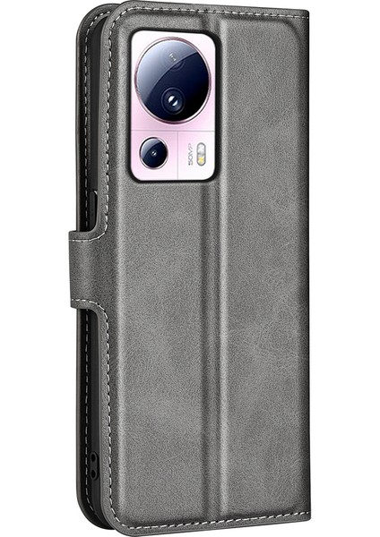 Xiaomi 13 Lite/civi 2 5g Kare Toka Deri Telefon Kasası Buzağı Doku Cüzdanı Stand Anti-Damla Kapak-Gri (Yurt Dışından) indirimleri