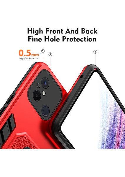 Xiaomi Redmi Için 12C 4g/poco C55 4g Esnek Halka Kayışı Tpu+Pc Telefon Kapağı Kickstand Damla Geçirmez Kasa-Kırmızısı (Yurt Dışından) fiyatları
