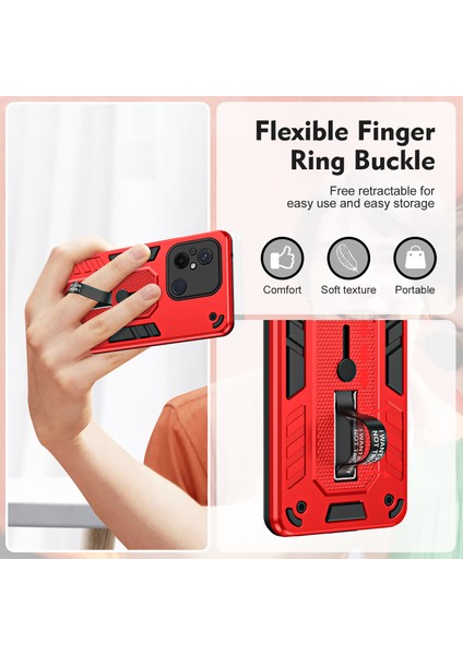 Xiaomi Redmi Için 12C 4g/poco C55 4g Esnek Halka Kayışı Tpu+Pc Telefon Kapağı Kickstand Damla Geçirmez Kasa-Kırmızısı (Yurt Dışından) modelleri