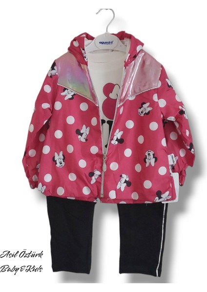 Agumini Kız Bebek Çocuk Mickey Minnie Mouse Yağmurluk Montlu Alt Üst 3'lü Tarz Takım fiyatları