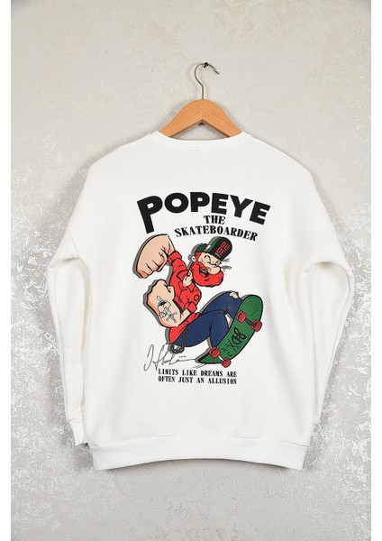 Çocuk Temelreis Oversize Baskılı Pamuklu Bisiklet Yaka Kısa Kollu Sweatshirt