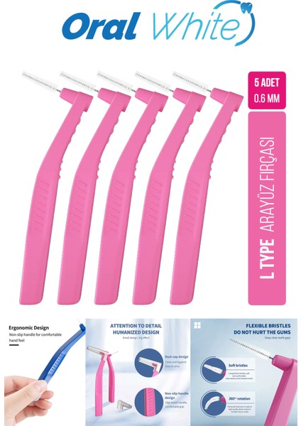 Oral White Arayüz Fırçası Pembe 0.6 mm Cleaning Pro 5 Adet