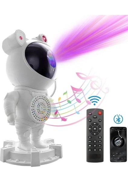 Astronot Bluetooth Hoparlör Galaxy Bulutsusu Ay Tavan Gökyüzü Projektör Zamanlayıcı Gece Lambası