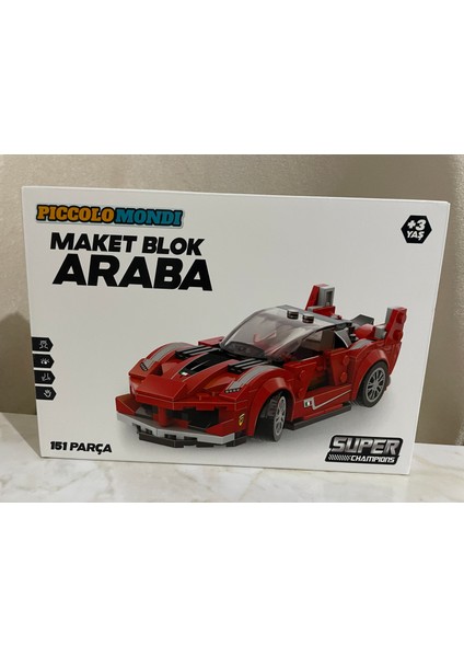 Pıccolo Mondı Maket Blok Oyuncak Araba Kırmızı Maket Araba 151 Parça