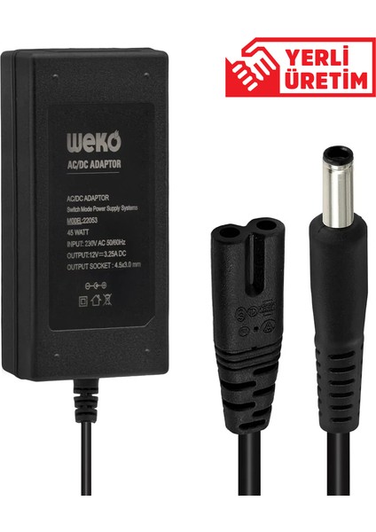 XML Dünyası Weko 12 Volt - 3.25 Amper 4.5*3.0 Uçlu Yerli Üretim Notebook Adaptör