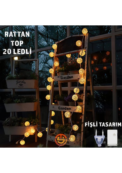 Dekoratif 20'li Rattan Model Fişli Şerit LED Süsleme