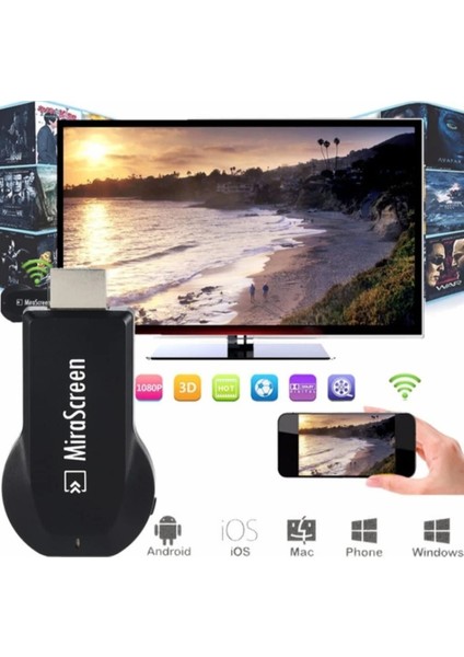 Mirascreen Kablosuz Ekran Yansıtma 4K Telefonu Televizyona Yansıtma