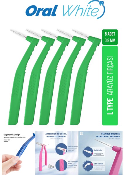 Oral White Arayüz Fırçası Yeşil 0.8 mm Cleaning Pro 5 Adet