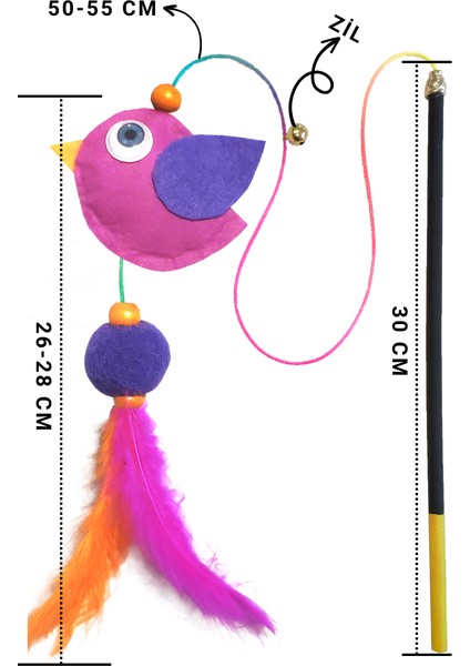 Kuşlu Ponponlu Zilli Kedi Oltası fiyatları