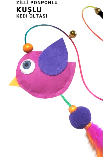 Kuşlu Ponponlu Zilli Kedi Oltası modelleri
