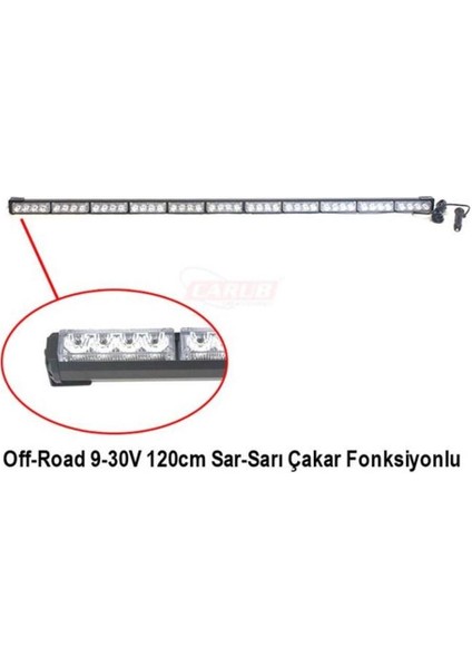 9V-30V LED Bar Off-Road Sarı Çakarlı (Çakar Tepe Lamba) Fonksiyonlu (120 Cm)