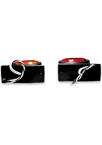 (2 Adet) Mercekli Takoz Lamba Sarı-Kırmızı 12V-24V
