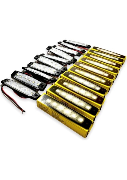 Sanel (10 Adet) 6 Ledli Beyaz Parmak LED 12V Lamba Basamak Aydınlatma