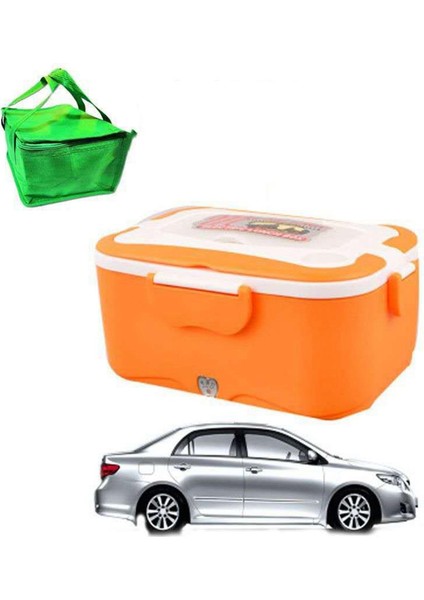 Çatal Kaşıklı ve Çantalı Öğle Ği Kutusu Için Mama Isıtıcısı 12V Turuncu (Yurt Dışından)