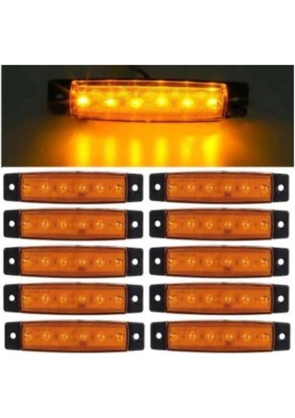 Dorse Parmak Lamba 12 -24 Volt 6 Ledli (Sarı Renk)10 Adet Parmak LED Dorse Kamyon LED Lamba