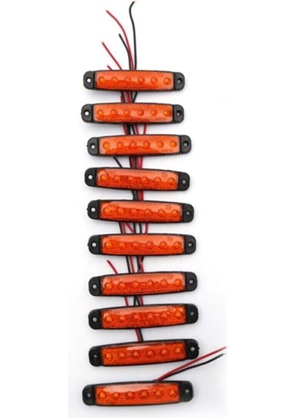 10 Adet Sarı 6 Ledli Parmak Lamba 12V-24V