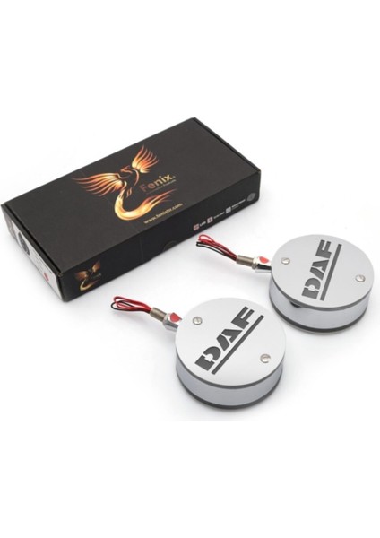 Daf Ayna Altı Küpe Sarı-Kırmızı Takım(Sağ-Sol) Logolu Armalı 12V-24V Paslanmaz Krom (2 Adet) fiyatları