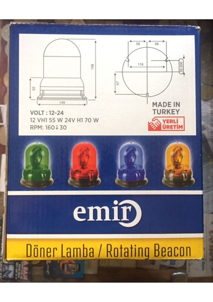 Tepe Lamba 24V H1 Ampul Döner Lamba modelleri