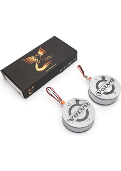 Volvo Uyumlu Ayna Altı Küpe Kırmızı Logolu Armalı 12V-24V Paslanmaz Krom 2 Adet