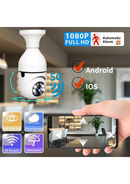Yeni Nesil Akıllı Wifi 360 Panoramik Ampul Kamera 5 Ghz 2.4 Ghz Çift Wifi Gece Görüşlü Bebek ve Güvenlik Uzaktan Izleme Özellikli Bulunduğu Ortama Ses Yollayabilirsiniz indirimleri