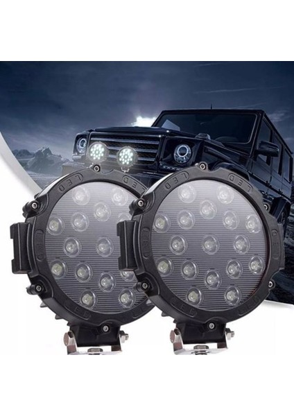 (2 Adet) Projektör LED Lamba 7inç 17LED 9V-30V 51W