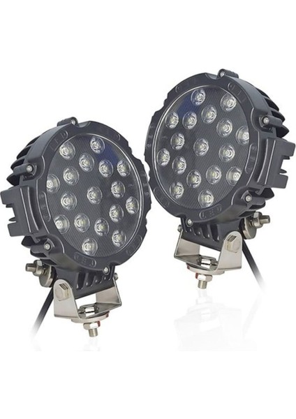 (2 Adet) Projektör LED Lamba 7inç 17LED 9V-30V 51W