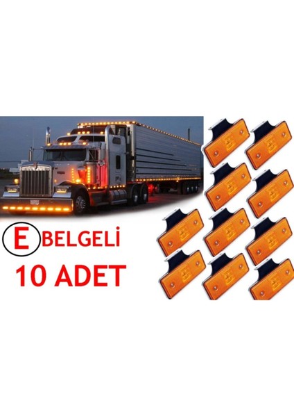 10 Adet Side Marker LED Lamba Sarı 12V-24V