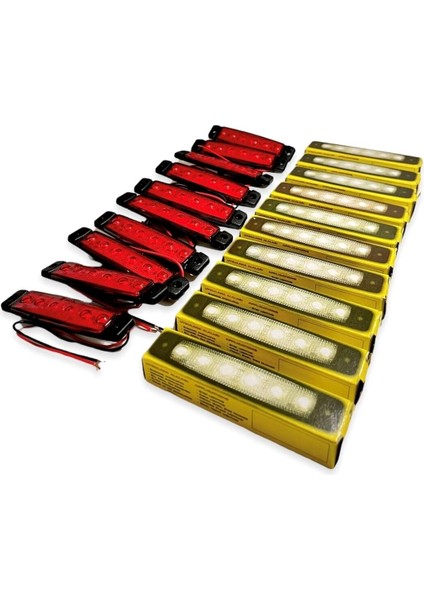 Sanel (10 Adet) 6 Ledli Kırmızı Parmak LED 24V Lamba Basamak Aydınlatma indirimleri