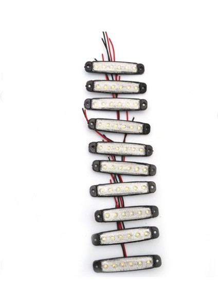10 Adet Beyaz 6 Ledli Parmak Lamba 12V