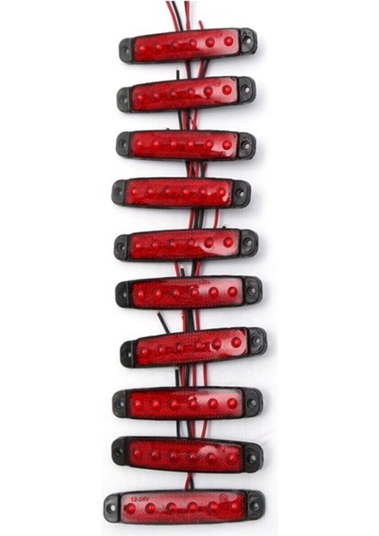 10 Adet Kırmızı 6 Ledli Parmak Lamba 12V-24V