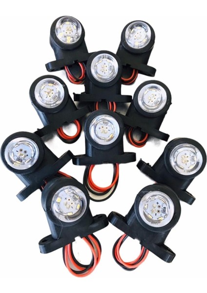 10'lu Paket Mini Takoz Kırmızı Beyaz 12V-24V