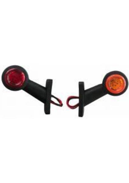 2 Adet Ultra Mini Düztakoz 12 Ledli Boynuz Takım(Sağ-Sol) 12V-24V Sarı-Kırmızı