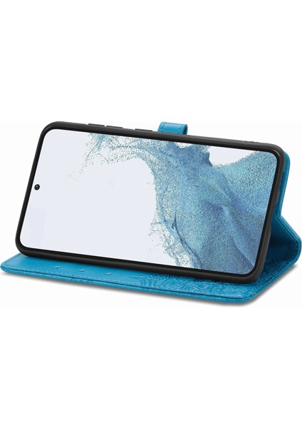 Samsung Galaxy S23 Plus ile Uyumlu El Standı Fonksiyonlu Cüzdan Kabartmalı Pu Deri Kart Tutucu (Yurt Dışından)
