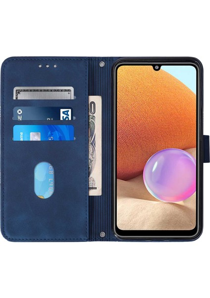 Samsung Galaxy A32 4g ile Uyumlu Tam Korumalı Yumuşak Pu Deri Kapaklı Cüzdan Telefon Kılıfı, Kart Tutuculu ve Uzun Askılı (Yurt Dışından)