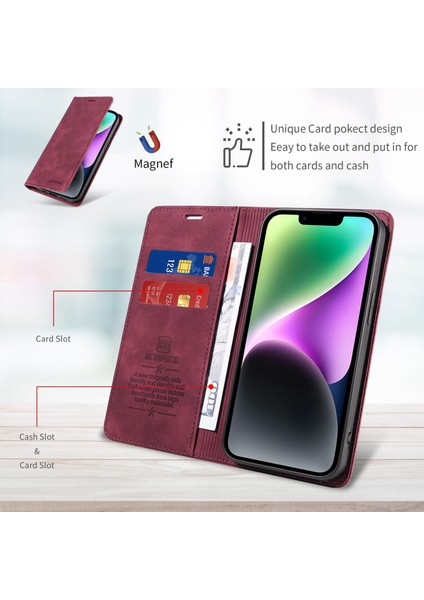 iPhone 13 Mini Cüzdan Derisi ile Uyumlu-Rfıd Engellemeli Kart Sahipleri-Tpu Kapaklı Kapak (Yurt Dışından)