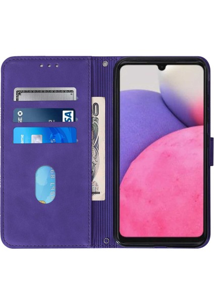 Samsung Galaxy A33 5g ile Uyumlu Tam Korumalı Yumuşak Pu Deri Kapaklı Cüzdan Telefon Kılıfı, Kart Tutuculu ve Uzun Askılı (Yurt Dışından)