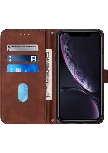 iPhone Xr ile Uyumlu Tam Korumalı Yumuşak Pu Deri Kapaklı Cüzdan Telefon Kılıfı, Kart Tutuculu ve Uzun Askılı (Yurt Dışından)