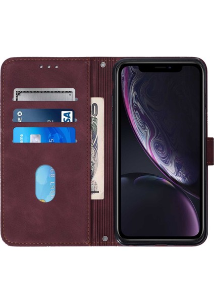 iPhone Xr ile Uyumlu Tam Korumalı Yumuşak Pu Deri Kapaklı Cüzdan Telefon Kılıfı, Kart Tutuculu ve Uzun Askılı (Yurt Dışından)