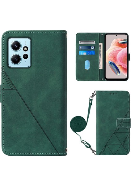 Xiaomi Redmi Note 12 4g ile Uyumlu Tam Korumalı Yumuşak Pu Deri Kapaklı Cüzdan Telefon Kılıfı, Kart Tutuculu ve Uzun Askılı (Yurt Dışından)