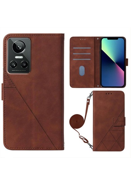 Realme Gt Neo 3 ile Uyumlu Tam Korumalı Yumuşak Pu Deri Kapaklı Cüzdan Telefon Kılıfı, Kart Tutuculu ve Uzun Askılı (Yurt Dışından)