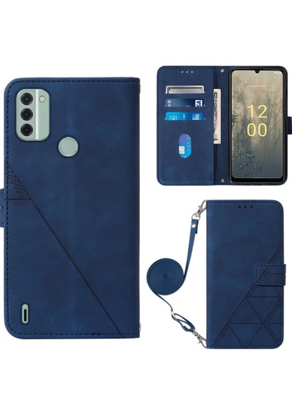 Nokia C31 ile Uyumlu Tam Korumalı Yumuşak Pu Deri Kapaklı Cüzdan Telefon Kılıfı, Kart Tutuculu ve Uzun Askılı (Yurt Dışından)