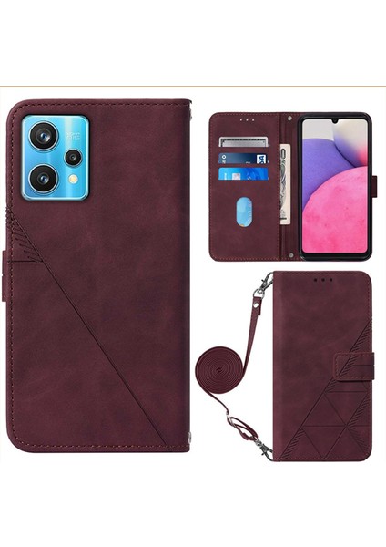 Realme 9 Pro 5g ile Uyumlu Tam Korumalı Yumuşak Pu Deri Kapaklı Cüzdan Telefon Kılıfı, Kart Tutuculu ve Uzun Askılı (Yurt Dışından)