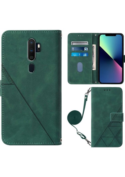 Yihang Boutique Oppo A9 2020/A5 2020 ile Uyumlu Tam Korumalı Yumuşak Pu Deri Kapaklı Cüzdan Telefon Kılıfı, Kart Tutuculu ve Uzun Askılı (Yurt Dışından)